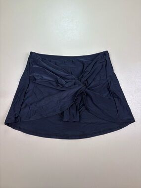 ZAFUL Navy Blue Swim Skirt Small High Waisted Tie Front Bikini Bottom Cover Up